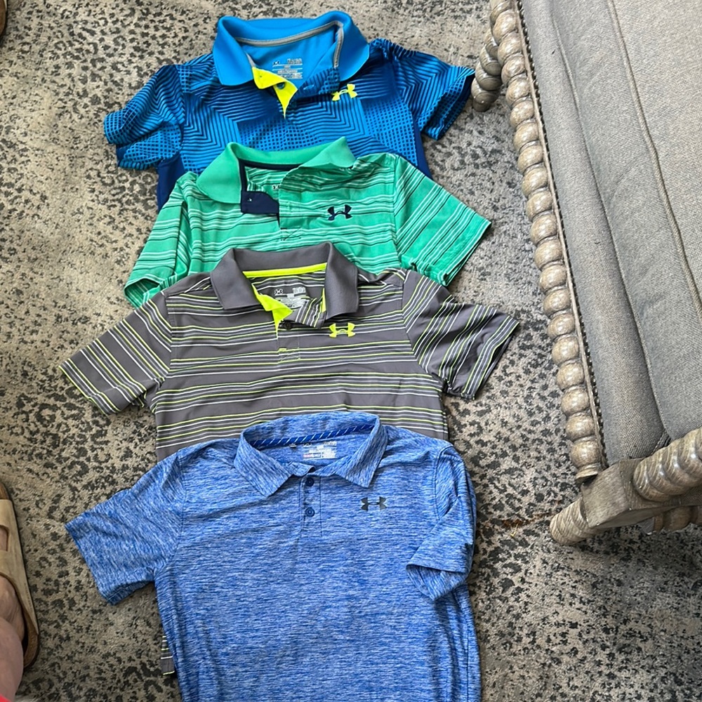 Under Armour Blue and Green Performance Polo Shirts